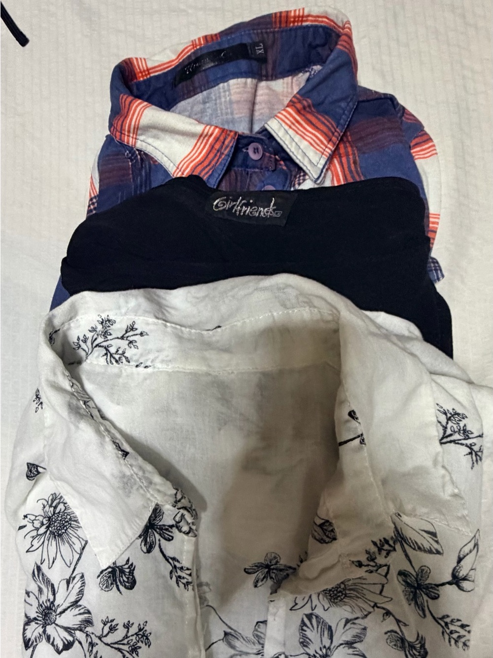 Bundle of 3  Blue Red Black & White  Button-Down Shirt